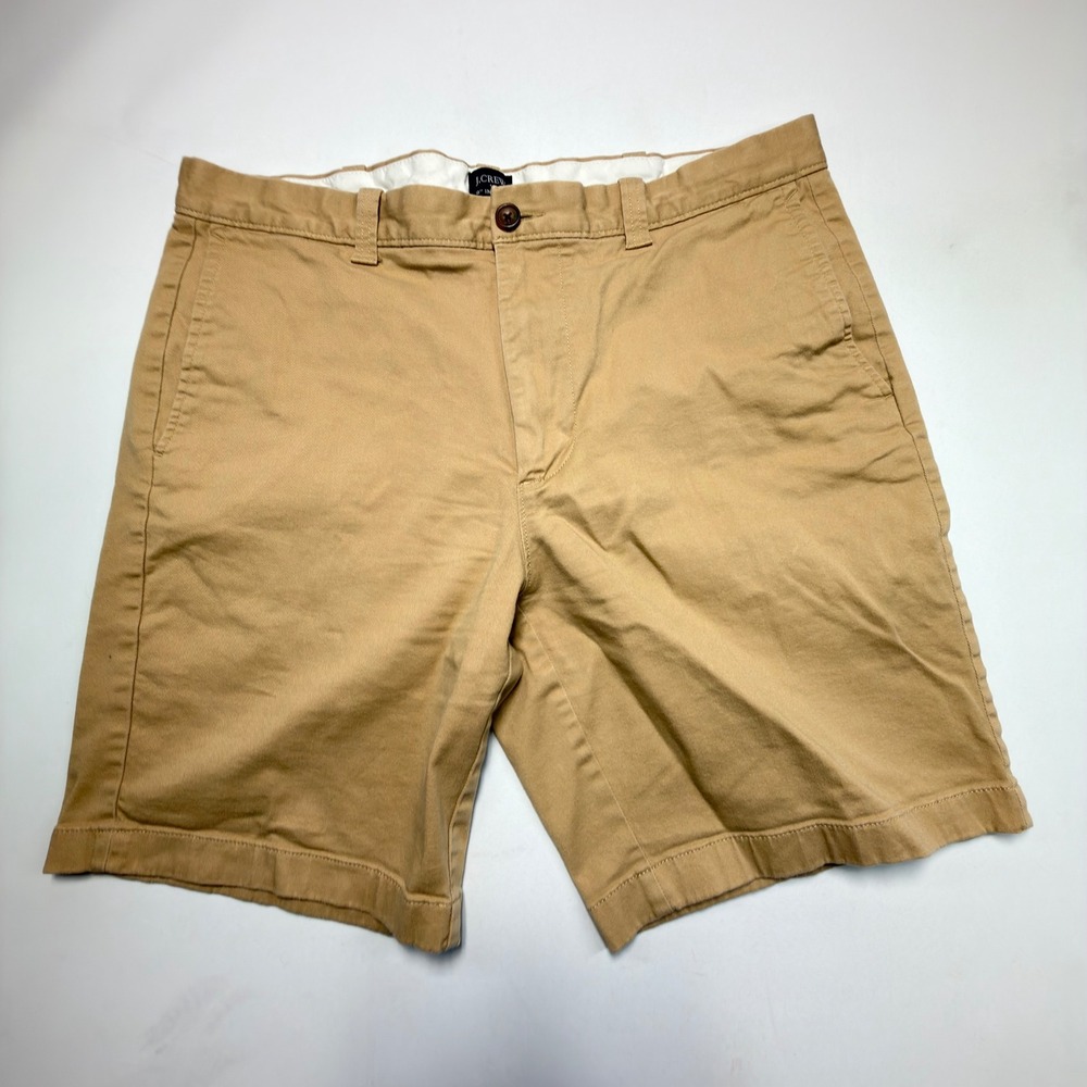J Crew Chino Shorts Mens 35 Khaki 9 Inch‎ Inseam Classic Flat Front Casual
